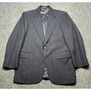 Stafford Suit Jacket Mens 38 Blue Wool Pinstripe Two Button Notch Lapel Business